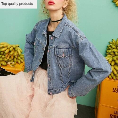 2020 Women Spring Jeans Jacket Short Coat Full Sleeves Single Breast Slim Women Denim Jacket Streetwear chaqueta mujer LX402