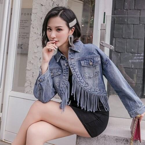 Jeans Jacket Women 2020 New Retro Tassels Loose Short Jeans Jacket Top Chaquetas Jackets Fashion Cropped Denim Jacket AA5538