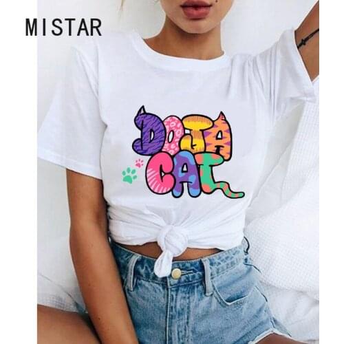 Women Funny T Shirt DOJA Cat Print Summer Tops Ulzzang Femme Tee Vintage Harajuku Clothes Tshirt Girl 90s Graphic T-shirt