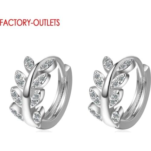 Good Quality Women Girls 925 Sterling Silver Leaves Hoop Earrings For Sale New Fashion Romantic Earrings For Wedding Engagement