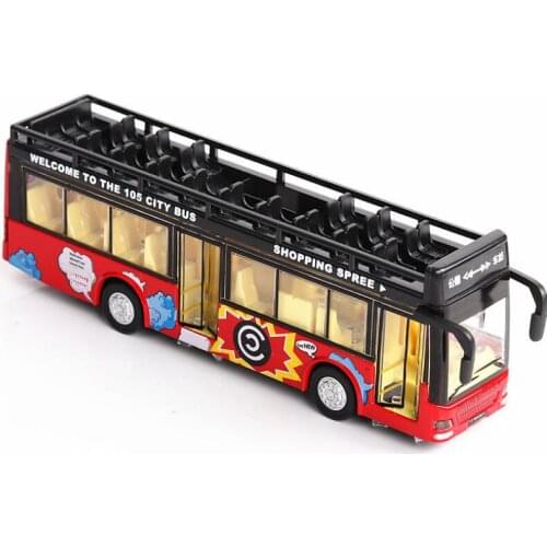 1:32 Double Open Bus Metal Alloy Diecasts & Toy Vehicle Car Model Miniature Scale Model Emulation Electric Toy Car