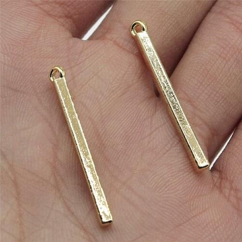 10pcs 3x32mm Long Strip Bar High Quality KC Gold Tone Charms Pendant For Jewelry Making DIY Jewelry Findings