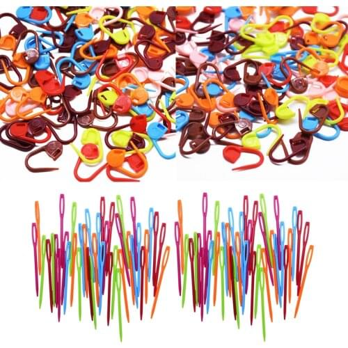 100pcs/lot Multicolor Plastic Knitting Needle Crochet Pin Hooks Tapestry Wool Yarn Needles Children DIY Hand Crafts Sewing Tools