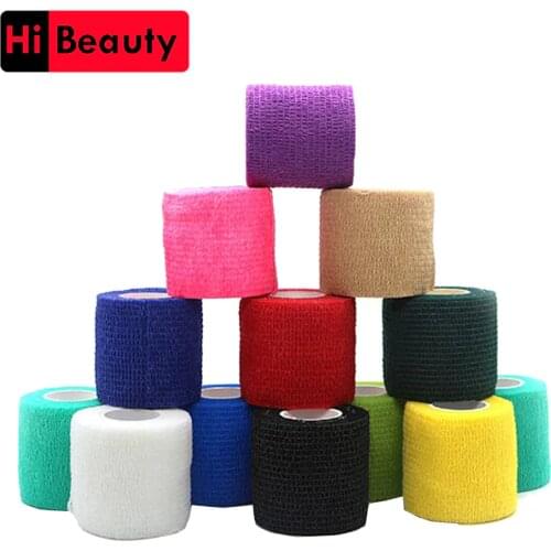 12pcs Mixed Colors Self-adhesive Flex Elastic Bandage Tape For Tattoo Handle Grip Tube Wrap Elbow Stick Medical Accessories