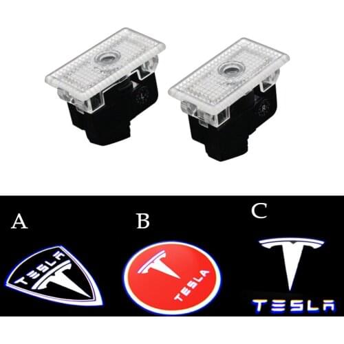 2PcsWelcome Lamp Car Led Courtesy Car Door Signal Lamp Puddle Lights Projector Light Ghost Shadow Lights for Tesla Model S X