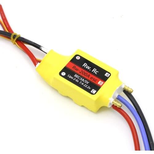 200A ESC Bidirectional Uds 2-6S 5V/5A UBEC Controlador de velocidad sin escobillas ESC para RC barco UBEC 200A/S