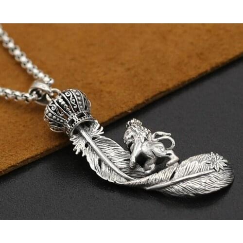925 sterling silver jewelry for women pendant Crown lion eagle feather pendant