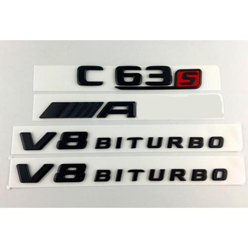 Gloss Black C63S for AMG V8 BITURBO PACKAGE Trunk Emblem Badge Sticker C63 W205
