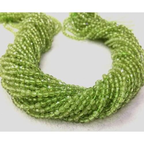 Tiny Peridot Beads Micro Faceted 2 mm 3mm Natural Light Green Gem stone Beads Olive Green Tiny Beads Small Peridot Beads 15.5"