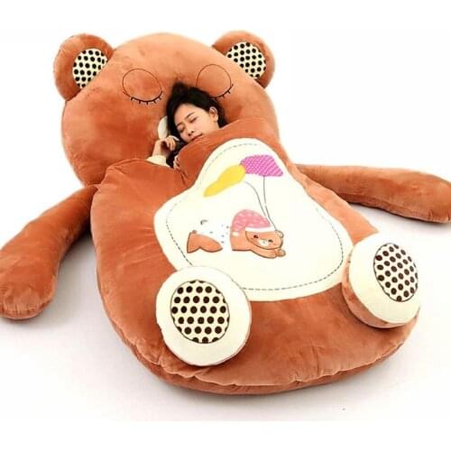 Fancytrader Giant Cartoon Sleeping Bag Soft Plush Animal Frog Bear Monkey Beetle Cat Beanbag Sofa Bed Carpet Tatami Mat 5 Models