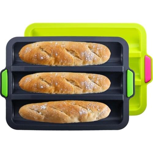 French Bread Baking Tray Non Stick French Bread Mould Silicone Mini Baguette Baking Pan Pan-Bread Mold Cake Mold Kitchen Gadget