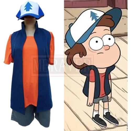 Gravity Falls Dipper Pines Halloween Costumes Cosplay Full Set Include Hat Custom Made Free Shipping