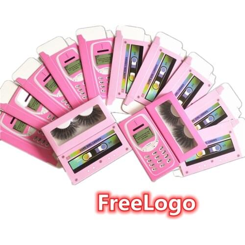 Recorder/Cell phone Eyelash Packaging Box Bulk Wholesale 3D Mink Lashes Boxes Packaging free Logo Makeup Set Eyelashes Case Pack