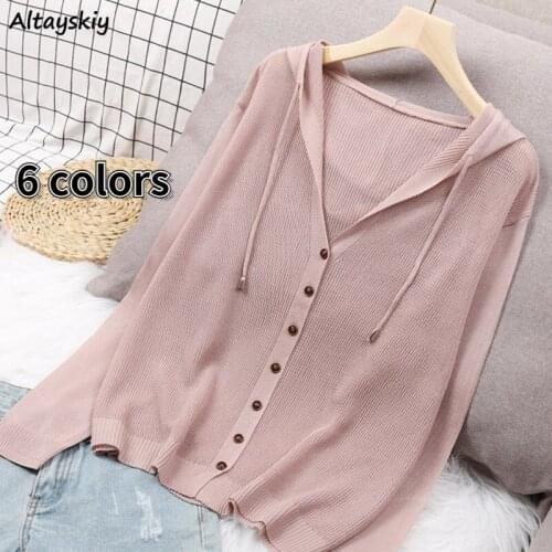 Jackets Women Hooded Sunscreen 6 Colors Korean Style All-match Leisure Trendy Summer Button Thin Feminino Daily New Oversized