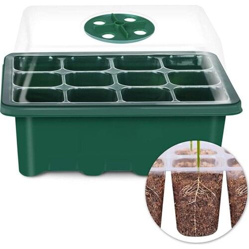 12 Holes Seedling Tray Garden Nursery Pots Seed Trays BPA Free Greenhouse Flower Pot Plants Box Seed Starter Kit For Garden Yard