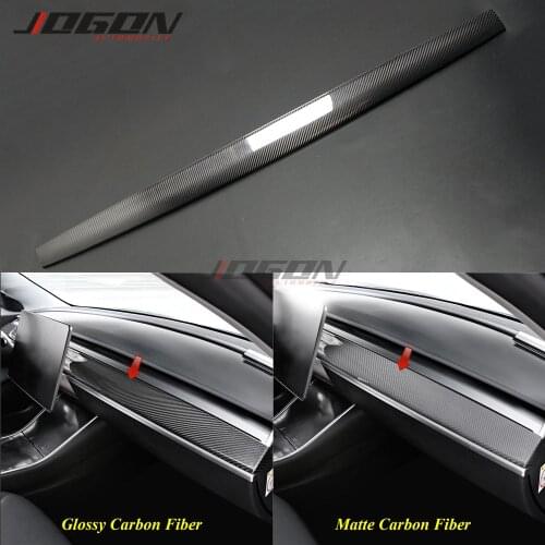 Matte & Glossy Real Carbon Fiber For Tesla Model 3 2017- 2020 Model Y Car Accessories Central Console Dashboard Panel Cover Trim