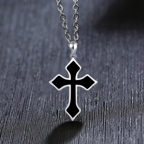 Mens Black Cross Cremation Pendant Necklace Memorial Cremation Ashes Urn Necklace Keepsake Jewelry