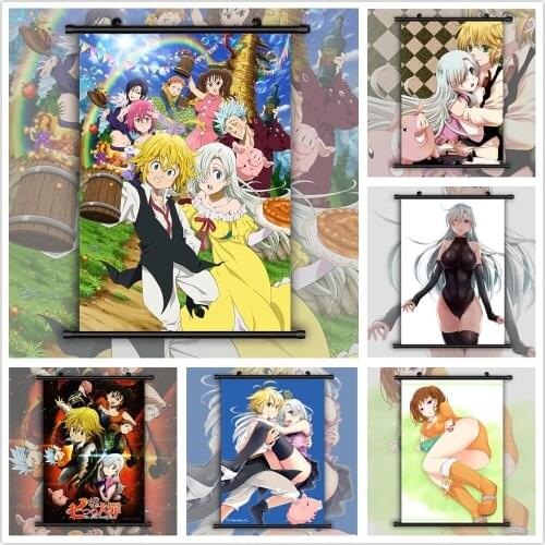 Wall Art Plastic Scroll Hanging The Seven Deadly Sins Nanatsu No Taizai Painting Canvas Poster Picture Print Home Decor Kid Room