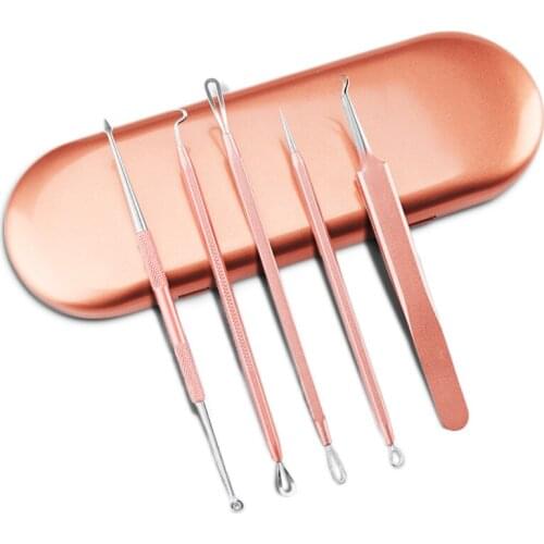 Stainless Steel Rose Gold Nose Blackhead Extractor Black Dots Cleaner Acne Blemish Remover Needles Beauty Tools Skin Care