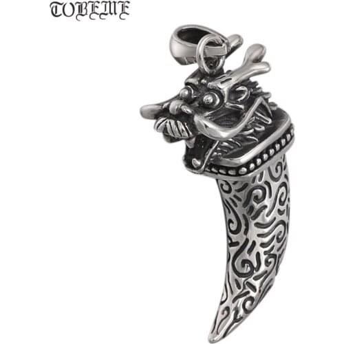 NEW 100% 925 Silver Draon Pendant Necklace Sterling Power Dragon Pendant Necklace Good Luck Dragon Pendant Man Jewelry Gift