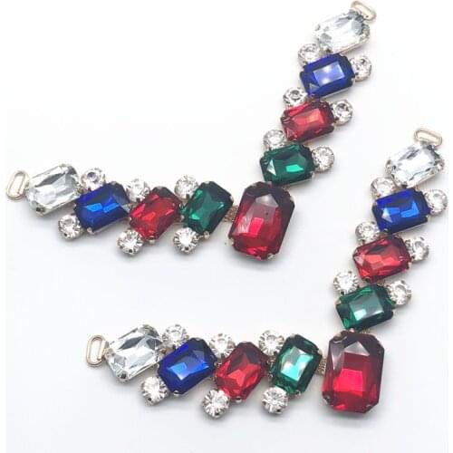 New Charm 10 pieces 110 * 65mm Crystal Chain DIY shoe flower Garment sewing accessories Rhinestone bikini Connectors buckle