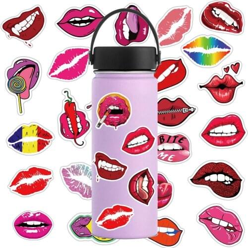 Wholesales 50 Pieces/lot Quality Waterproof Mobile Phone Stickers Fashion Lips Smartphone Laptop Suitcase Stickers Decoration