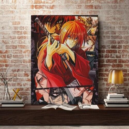Rurouni Kenshin Himura Anime Poster Wooden Frame Canvas Painting Wall Art Decor Living Room Study Home Framed Decoration Prints