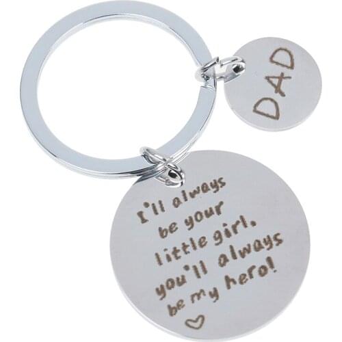 Fathers Day Keychain Gifts I'll always be your little girl,You'll always be my hero! Alloy Keychain Family Keyring For Daddy