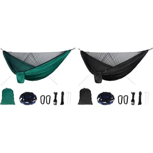 Portable Camping Hammock with Net Travel Hanging Bed Netting Double/Single Hanging Bed 290x140cm Swing with Carry Bag