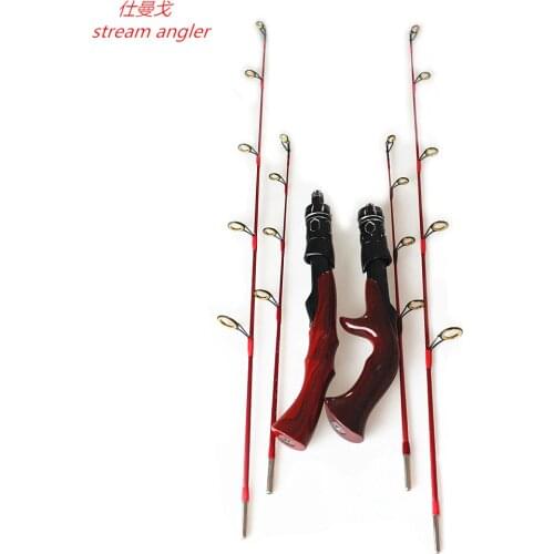Hand-made handle ice fishing rod board fishing red color 2 size solid tips with reels free shipping