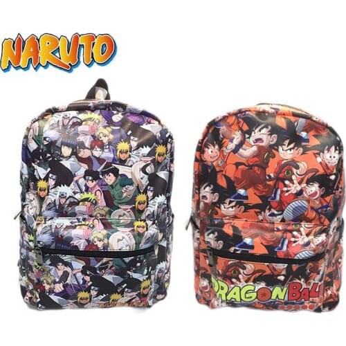 Anime Naruto Dragon Ball Backpack Uzumaki Uchiha Sasuke Son Goku Cartoon Pattern Kids Student Bag Traveling Backpack