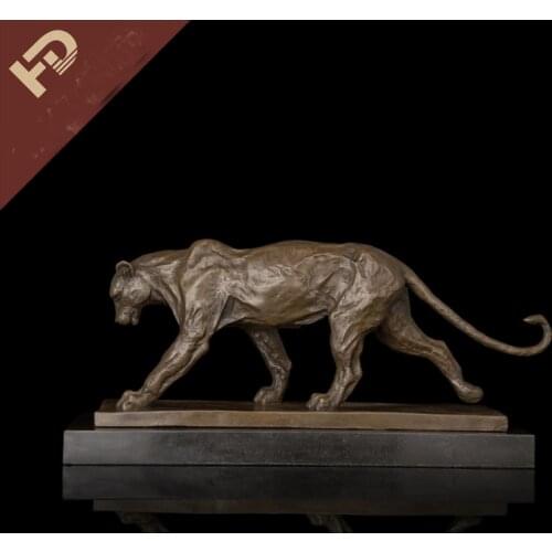 GOOD-42CM LARGE #High-grade office Business crafts-efficacious Mascot bring Good luck brass leopard The cheetah statue Sculpture