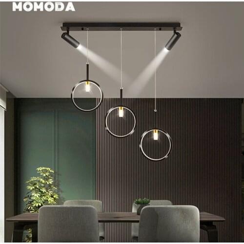 Modern LED Pendant Lights Simple Circle Black Aluminum Indoor Lighting Kitchen Bedroom Living Room Dining Room Chandeliers Lamps