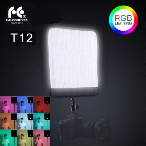 Falcon Eyes T12 50W LED RGB Camera Lighting Bi-Color 2700K-9999K LED Photo Lamp Portable Studio Video Light With Battery & Case