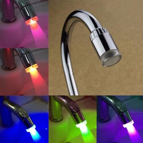 LED Luminous Chameleon Faucet Colorful Miniature Decor Light Water Glow Home Bathroom Kitchen Accessories Set