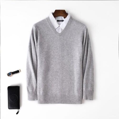 High-Grade New Spring Autumn 100% Cashmere Sweaters Winter Fashion Clothing Mens Sweaters Solid Color Slim Fit Men Pullover Kni