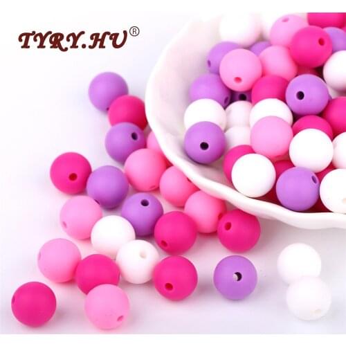 TYRY.HU 12mm 40Pcs Round Silicone Teething Beads BPA Free Food Grade Baby Chewable Beads Baby Teether Toys For Necklace Making
