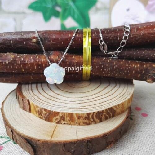 In Stock! Hot Sale Fashion Jewelry 10mm White 5C Flower Necklace Synthetic Flower Opal pendant S925 Trendy Opal necklace Jewelry