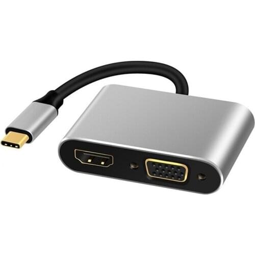 4IN1 Type C to HDMI 4K Adapter 1080P VGA o Video Converter PD 87W Fast Charger Adapter Dongle Dock Cable for