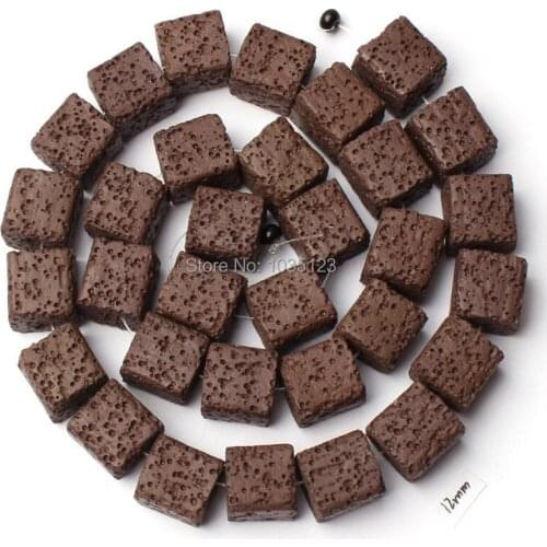 High Quality 10mm 12mm Purple Color Natural Lava Rock Stone Square Shape Necklace Bracelet Jewelry Gems Loose Beads w2354