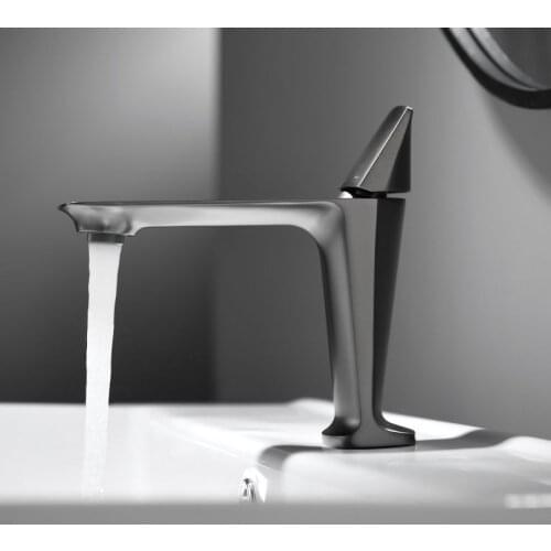 Top Quality Fashion design Brass Bathroom sink faucet Gun Grey Basin mixer Tap Original all copper Bathroom faucet Single hole