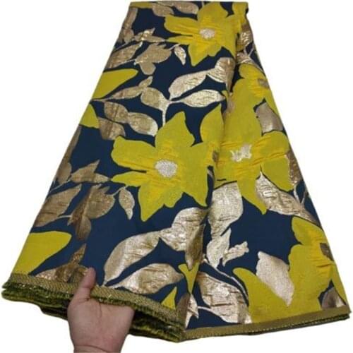 Yellow Latest High Quality African Nigerian Tulle Lace Fabric Organza Damask Embroidery Guipure French Prom Wedding Party Dress