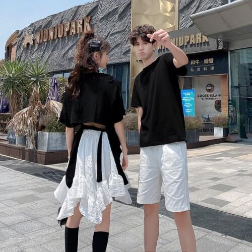 2021 new temperament female irregular skirt two sets of a Han Fan tide couples clothes couples clothing