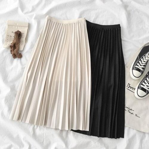 2020 Summer A-Line Pleated High Waist Elegant Spring Skirt Casual Clothes Faldas Jupe Femme Saia Women Skirts