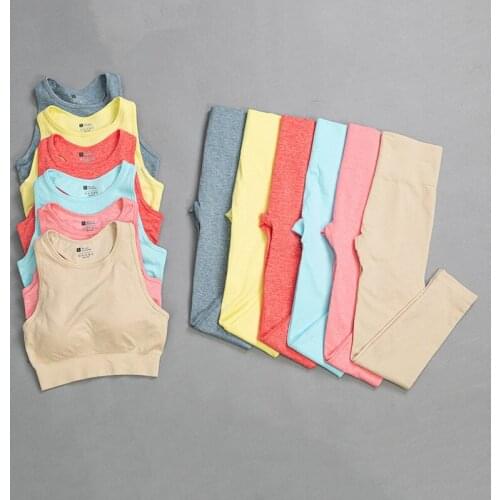 Women Fitness Yoga Set Gym 2-Piece Bras+Seamless Leggings Push Up Pants Exercise Padded Workout Running Suit Sportswear Athletic