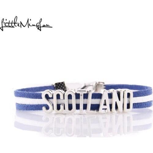 Infinity love Scotland women Bracelet stacks Charm bracelets & bangles for Women men leather braid country jewelry accessories