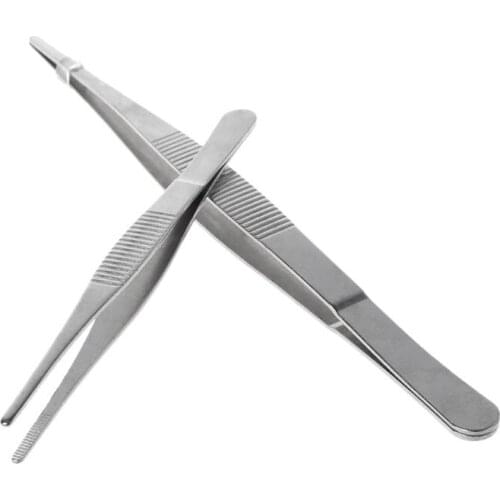 Toothed Tweezers Barbecue Stainless Steel Long Food Tongs Straight Home Tweezer Garden Kitchen BBQ Tool 5 Sizes