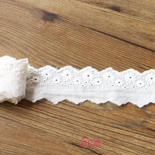 1 yard 5cm white cotton lace fabric DIY fabric lace flower gift ribbon decorative material cotton lace