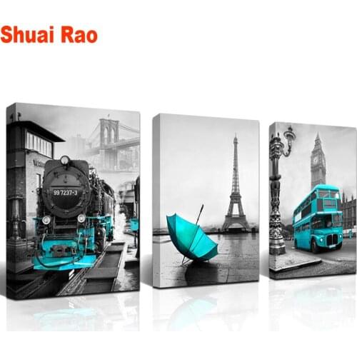 3 pcs 5d diamond painting blue United Kingdom Big Ben diy full square drill diamond embroidery round DIY rhinestone art