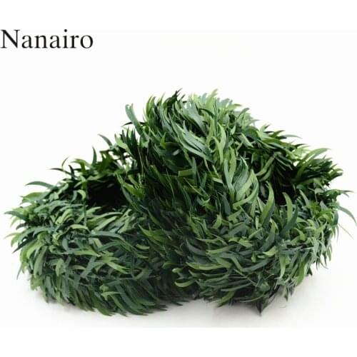 7.5m Artificial Green Plastic Flower Nylon Iron Wire Leaves DIY Wreath Vine Accessory For Wedding Decoration Garland Foliage